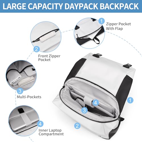 GOLF SUPAGS Laptop Backpack 16 Inch Notebook Travel Casual Daypacks Work Bag for University College Business (Black & White)3