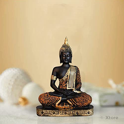 Image of Xtore Meditating Buddha Idol for Home | Adds Soothing Effects and Spreads Positive Vibes (Pack of 1, Orange & Black)