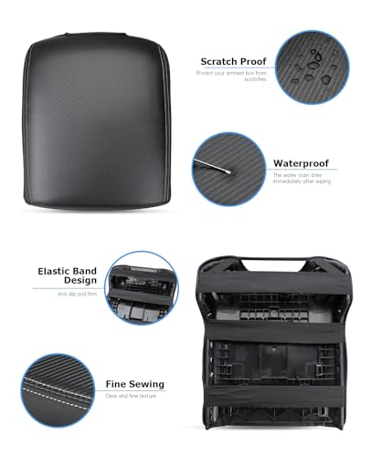 Image of INTGET Center Console Cover for Ford F250 F350 F450 F550 2011 2012 2013 2014 2015 2016 Super Duty Accessories for F-250 F-350 F-450 F-550 Car Interior Armrest Arm Rest Cushion Lid Pad