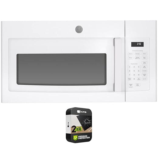 GE JVM3160DFWW 1.6 Cu. Ft. Over-the-Range Microwave Oven White Bundle with Premium 2 YR CPS Enhanced Protection Pack
