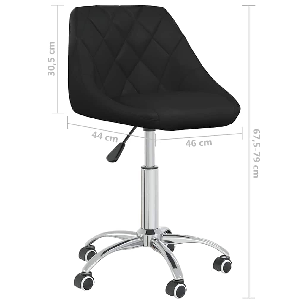 Chaise de bureau pivotante en similicuir noir avec acier chromé, hauteur