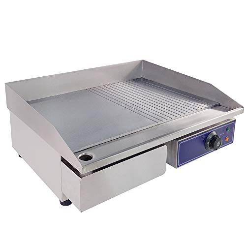 Electric Countertop Griddle, Stainless Steel Electric Griddle, Nonstick Countertop Hot Plate Commercial BBQ Grill, 220~240V 3000W, 55 x 43 x 21cm