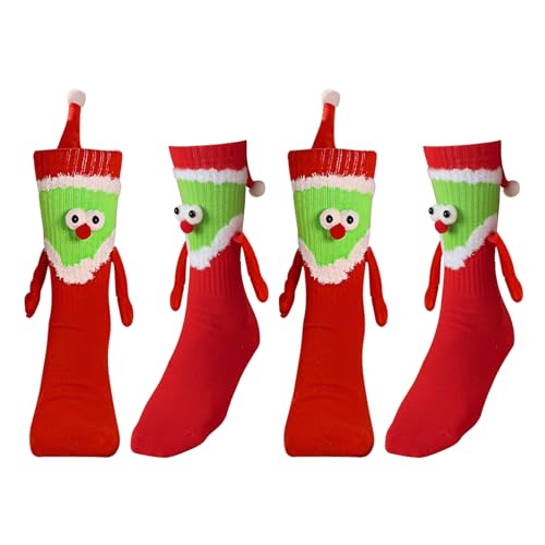 Chaussettes de Noël magnétiques couple imprimé rouge taille unique