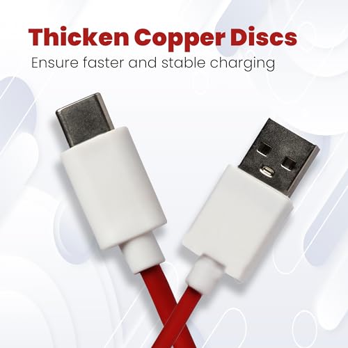 Image of 65W Type C Cable Compatible with Oneplus Charging Cable WARP /Dash C Type Cable Fast Charging, 10000+ Bends Lifespan Compatible with One Plus 8T /8 /8pro /7 Pro / 7T / 7T Pro Nord /6 /5 /3 - (1 M, Red)