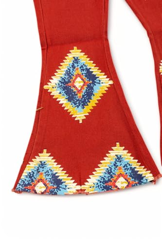 Aztec on Burnt Orange Printed Denim Pants.3