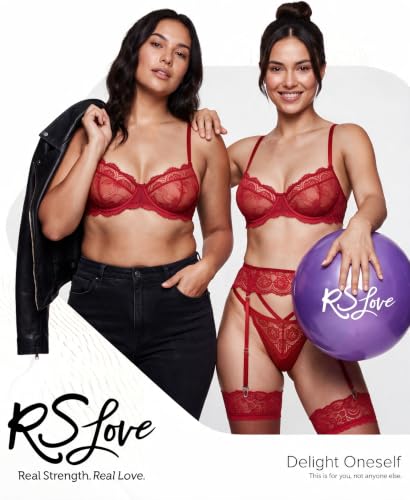 Image of RSLOVE Lingerie Set for Women Sexy - Corset And Panty Outfits 3 Piece Lace Push Up Underwire with Garter Lingerie