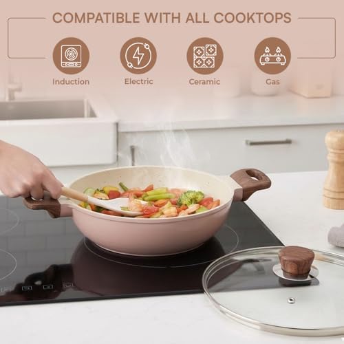 Image of Vinod Ceravit Deep Kadai with Glass Lid 22 cm 1.8 Litre | Non Stick Healthy Cookware | No PFAS & PFOA | Patented NMAC Ceramic Coating | 4.8 mm Thick | Metal Spoon Friendly | Gas & Induction Compatible