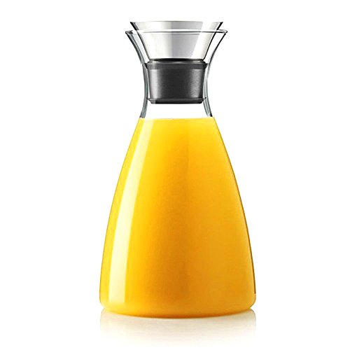 Hiware 50 Oz Glass Drip-free Carafe with Stainless Steel Flip-top Lid, Hot