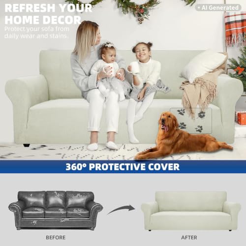 Ystyle Stretch Sofa Überzug 1 Sitzer, Naturweiß – Ansicht 5