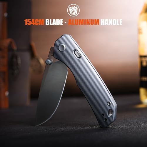 Image of Vosteed Marten Pocket Knife, 2.98 inch 154CM Blade, Top Liner Lock, Micro Milling + Particle Anodized Aluminum Handle, EDC Folding Knives for Men & Women's Gifts - A1601