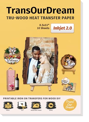TransOurDream Heat Transfer Paper for Wood (10 Sheets, 8.5x11')...