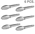 6 Pack 9“ Stainless Steel Chef Food Serving Tongs Grilling BBQ Salad Buffet Utensil 6 Pieces By Adorox