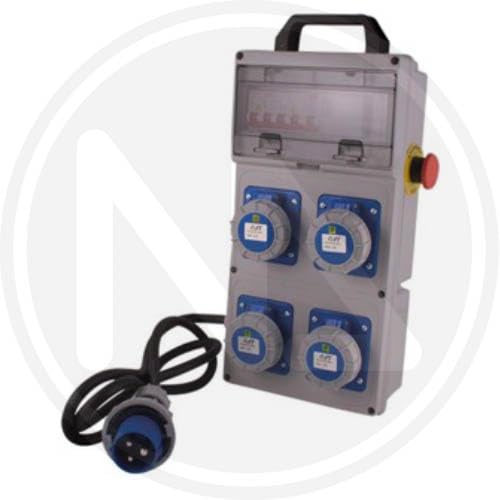 Cuadro eléctrico portátil 4 tomas + botón de emergencia