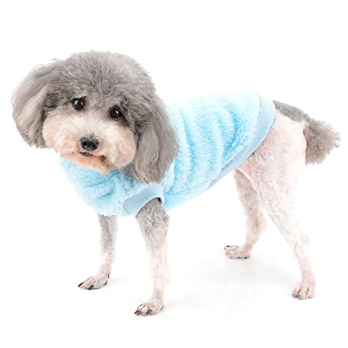 Zunea Fleece Dog Jumper Winter Warm Sweater Jumpers for Small Dogs Soft Fuzzy Puppy Clothes with D-Ring for Harness Leash Pullover Jacket Coat Cold Weather Pet Girl Boy Chihuahua Cats Apparel Blue S - Image 2