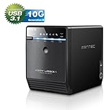 Externes 4-fach Festplatten Gehäuse für den Einbau von 4x 8, 89 cm (3, 5 Zoll - optional 2, 5 Zoll mit Adapter) SATA I/II/III Festplatten mit USB 3.1 Typ-C SUPERSPEED+ 10GSchnittstelle. Alle Festplatten werden einzeln angezeigt und können frei gewechselt oder ersetzt werden.