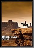 A PLUS MAX 16x23 Picture Frame, Black Engineered Wood Frame for 16 x 23 Inch Picture Poster Photo, Light Weight 16 by 23 Frame with Wood-grain for Wall - 1 Pack/Black/16 x23
