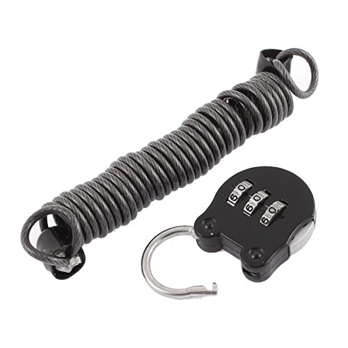 Image of Aexit Motorcycle Motorbike Padlocks & Hasps Anti-Theft Security Spring Cable Lock Combination Padlocks Reminder Black