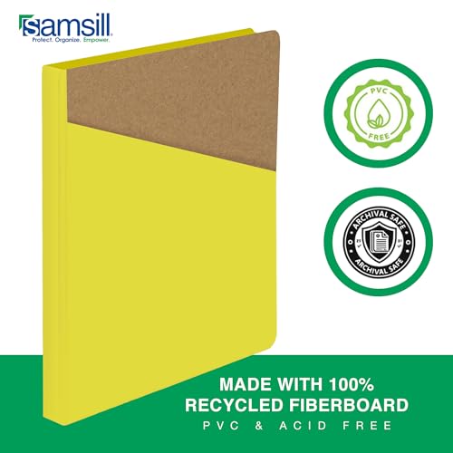 Image of Samsill Durable 0.5 Inch Binder, D Ring Binder, Customizable Clear View Cover, Lemon Yellow, Holds 125 Pages