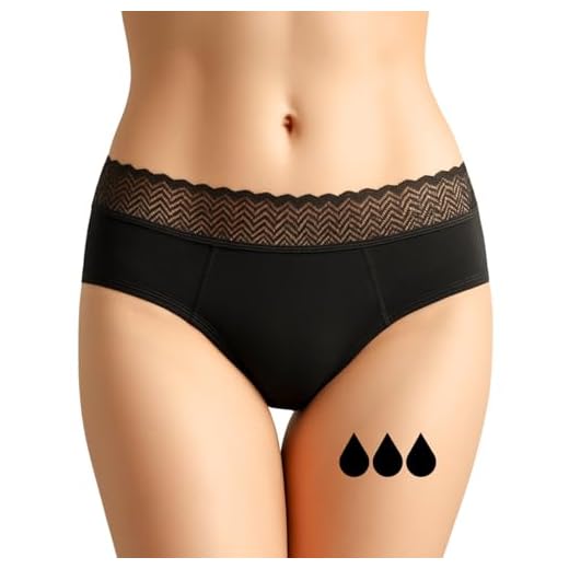 NoBlood Perioden Unterwäsche = 2-3 Tampons - Waschbar - Baumwolle - Ökologisch - Menstruation - Unterwäsche für die Periode - Periodenslips - Absorbierend - Mädchen Damen - XXS / 4XL (Yun, L)