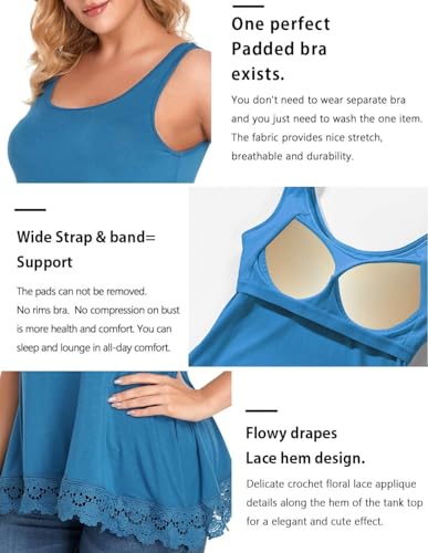 Image of Camisoles for Women with Built in Bra Adjustable Strap Tank Tops Cami Sleeveless Summer Tops for Workout Sleeping Traveling