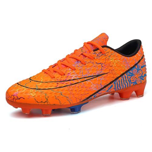 DimaiGlobal Zapatillas de Fútbol Hombre Spike Aire Libre Low-Top Profesionales Atletismo Entrenamiento Calzado de Fútbol Botas de Fútbol Tacos de fútbol Zapatos de Deporte 42EU Naranja