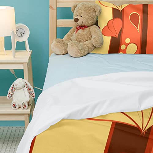Parure de lit feuilles jaune brique rouge réversible pour lit King size et Queen size - 5