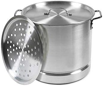 Stock-Pot 8 Qt Aluminum Steam-Pot with Steamer Rack TamalesHeavy Duty Commercial Kitchen Restaurant Olla