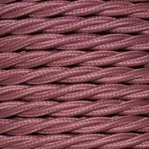 Art Deco Emporium CUT-2-ORDER Length Vintage Styled British Old Dusky Pink Coloured Cloth Covered Braided Twist Flex - Electric Cable 3 Core; Electrical Wire 6Amp; Lighting Lead 0.75mm