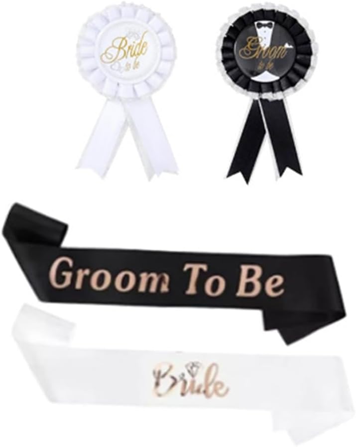 Handmade Bride Hat Sash Badges Groom Hat for Bride Groom Costume