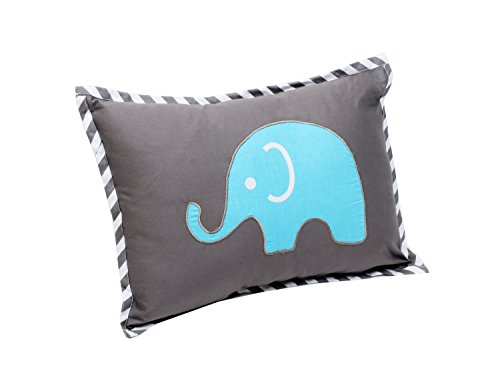 Bacati - Elephants Aqua/Lime/Grey Dec Pillow