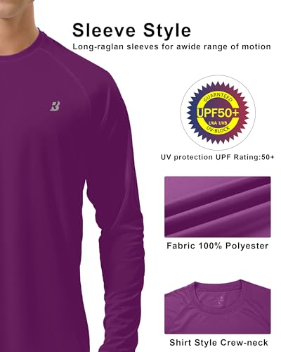 Image of Roadbox Mens UPF 50+ UV Sun Protection Shirts Outdoor Long Sleeve SPF Rash Guard for Fishing Hiking Swimming Running