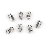 PEPPERLONELY 100pc Antiqued Silver Alloy Pineapple/Ananas Fruit Beads 10 x6mm(3/8' x 2/8')