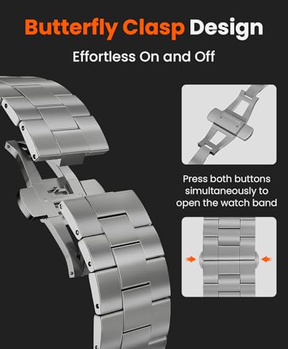 Image of Titanium Watch Band for Apple Watch Ultra 3 /2 /1 49mm & Series 11 /10 46mm, Grade 5 Titanium Apple Watch Band with Anti-Scratch DLC Coating, 22mm Premium Business Metal Strap for Men - CRNS03