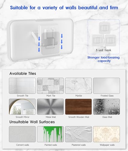 Image of Waterproof Shower Phone Holder with 360 Rotation, Angle Adjustable, Enhanced Sound Quality, Wall Mounted Phone Holder for Bathroom Mirror Bathtub Kitchen, Up to 7 Inch (White)