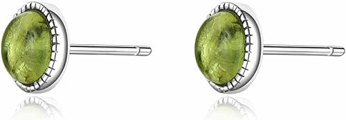 Green Peridot Sterling Silver Studs Earrings for Her