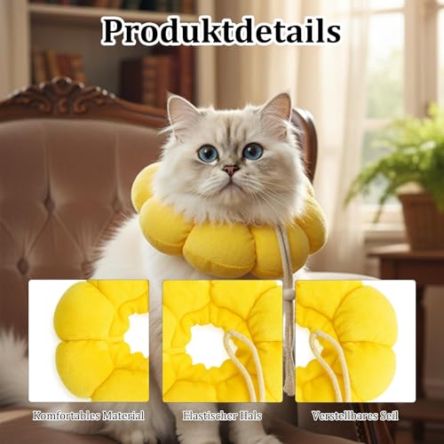 2 Stück Halskrause Katze, Leckschutz Einstellbarer Katzenkragen, Halskrausen Katzen, Katzenkragen mit Komfortdesign, Weiches Material für Tages- und Nachtgebrauch, Leicht und Atmungsaktiv für Katzen