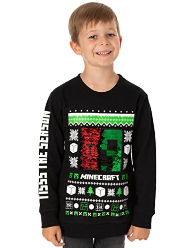 Minecraft Weihnachtspullover Kinder Jungen Creeper TNT Flip Pailletten 12...