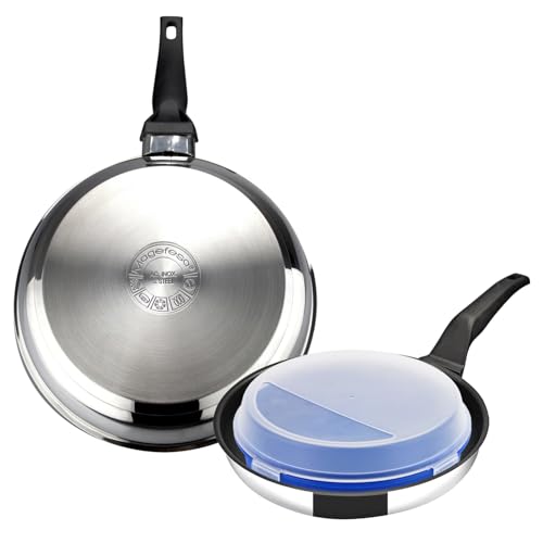 MAGEFESA Comte - Juego de Sartenes 18+24cm + Fiambrera 18.5cm, Acero Inoxidable, Libre de PFOA, Antiadherente Tricapa, Todo Tipo de Cocinas, Inducción
