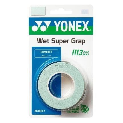 YONEX Wet GRAP 3-Pack: Absorbent & Durable Overgrip (Assorted Colors) (Powder Green)