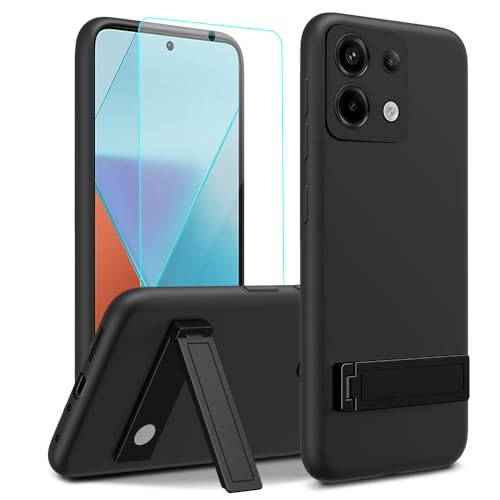 Nijiadi XIAOMI REDMI NOTE 13 PRO 5G Poco X6 5G Phone Case With Glass Screen Protector, [3 Stand Ways] Metal Kickstand / Stand Silicone Tpu Protective Cover Case For Xiaomi Redmi Note 13 Pro 5G cover