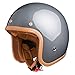 ORIGINAL Fräulein Irmi Retro Vespa-Helm, Jet-Helm mit Sonnen-Visier, Roller-Helm für Frauen und Herren im edlen Vintage-Look, Qualität nach ECE-Norm, grau glänzend (S)