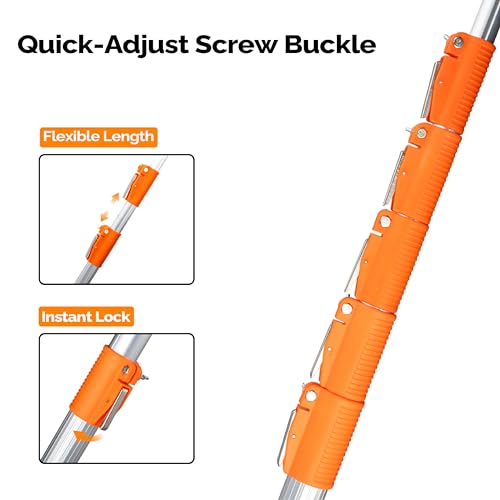 Image of VINGLI 26ft Manual Extendable Tree Pruner Pole Saw, Long Tree Trimmer with Sharp Steel Blade, Aluminum Tree Cutter with 5-section for Pruning Palms and Shrubs