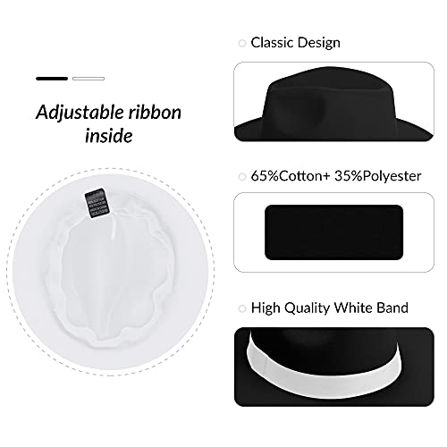 Image of KUJUHA Fedora Hats for Mens /Womens Felt FedoraHats Two Tone Wide Brim Fedora Hats Rancher Hat