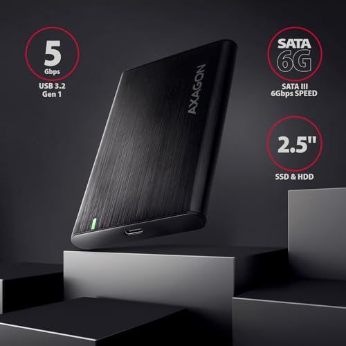 Carcasa externa USB-C 3.2 SATA 6G para disco 2.5'' negra miniatura 2