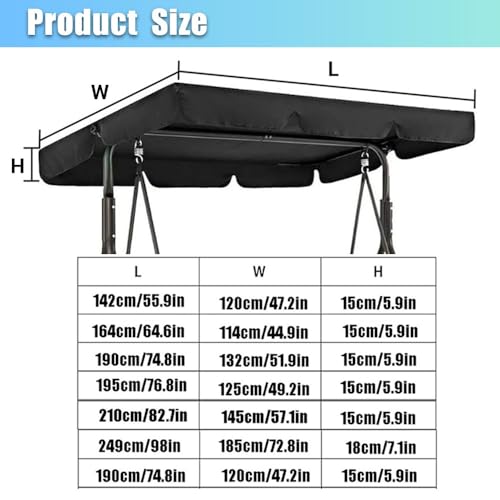 Toldo impermeable de repuesto para columpio exterior cubierta parasol jardín 3 plazas ajustable 7