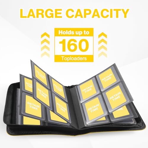 Image of Top Loader Binder 4 Pocket, Holds 160 Toploaders, 100 Toploaders INCLUDED | Toploader Binder for 3 inch x 4 inch Rigid Toploaders, Trading Card Binder for TCG, MTG, Sport Cards, PU Leather Cover, Side Loading