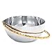 GUTE Decorative Silver Serving Bowl Fruit Catch All, Golden Leaf Vine, Stainless Steel Metal & Brass, Gold Leaves Trim Accent Basket Fruit, Potpourri Living, Dining Room Table Home Decor 7