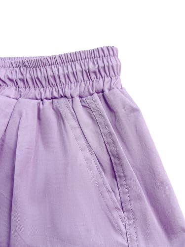 Image of Girls Cargo Pants Elastic Waist Drawstring with Pockets Pants | 6-14 years High Waist Loose fit School Hiking Casual