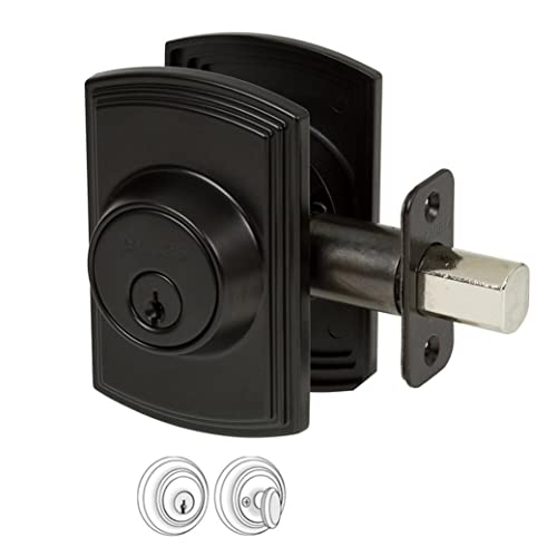 Callan by Delaney Hardware Single Cylinder Deadbolt with Arched Backplate, Fits Doors 1-3/8 to 1-3/4 inch Thick, Matte Black – Reinforced Lock with Thumbturn & Keyed Lock for Added Security - Image 5