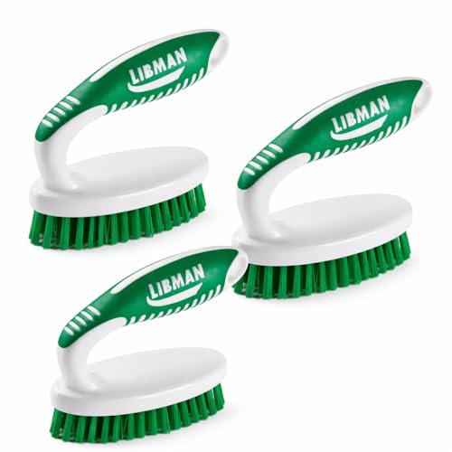 Image of LIBMAN Small Scrub Brush - Heavy Duty Scrub Brush with Strong Stiff Bristles - 3 Pk Durable Cleaning Brushes for Cleaning Bathroom, Kitchen, Floor, Shower, Sink, Tub, Carpet - PET Bristles